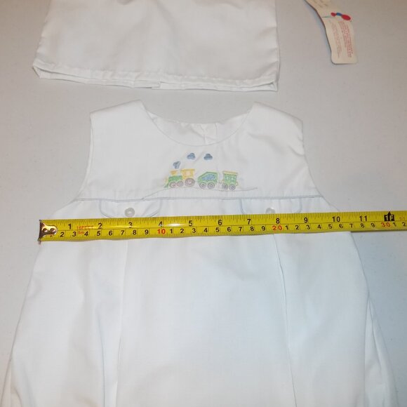 NWT PETIT AMI 6M White 2pc Train Romper Boys Bubble Collar Shirt Embroidered - Picture 8 of 11